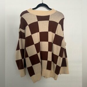 12th Tribe Brown Check Sweater